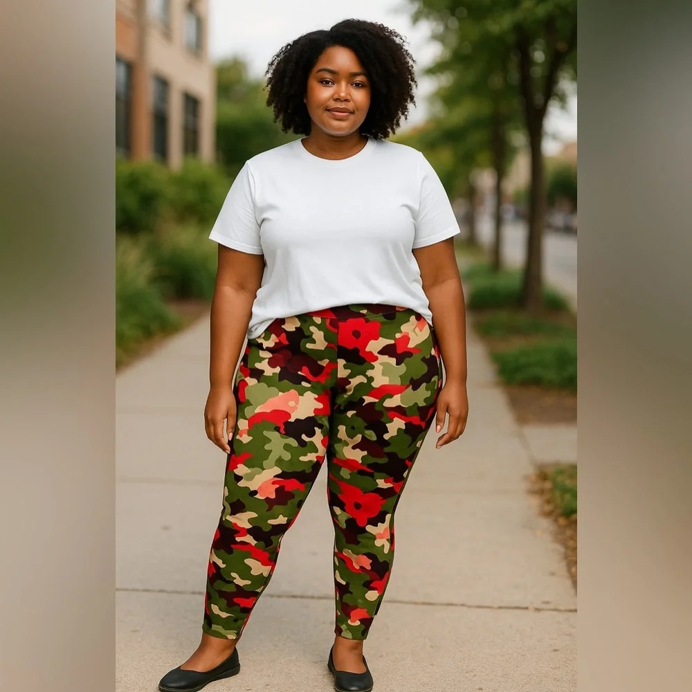 Old Navy Camo Red Multi Color Activewear SZ XXL Women Sportswear Athleisure Yoga